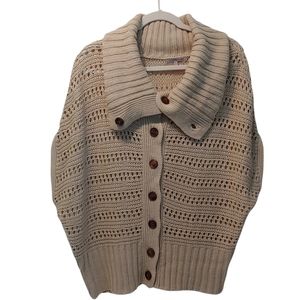 Charlotte Russe women's Oversized knit button up beige cardigan sweater size M